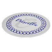 Blue Decorative Circle Monogram Cutting Board Schneidebrett (Ecke)
