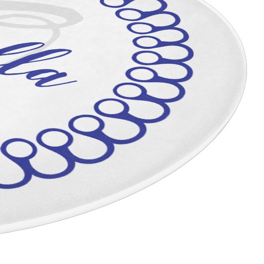 Blue Decorative Circle Monogram Cutting Board Schneidebrett (Ecke)