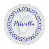 Blue Decorative Circle Monogram Cutting Board Schneidebrett (Vorderseite)