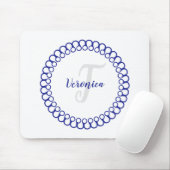Blue Decorative Circle Monogram Mouse Pad Mousepad (Mit Mouse)