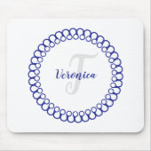 Blue Decorative Circle Monogram Mouse Pad Mousepad (Vorne)