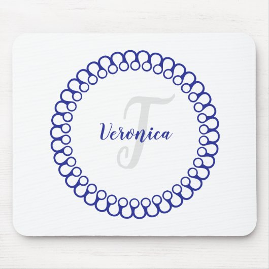 Blue Decorative Circle Monogram Mouse Pad Mousepad (Vorne)