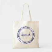 Blue Decorative Circle Personalize Monogram Tasche (Vorne)