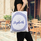 Blue Decorative Circle Personalize Monogram Tasche