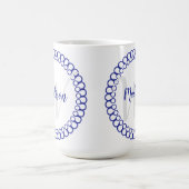 Blue Decorative Circle Personalize Monogram Tasse (Mittel)