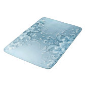 Blue Decorative Floral Bath Mat Badematte (Schrägansicht)