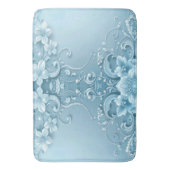 Blue Decorative Floral Bath Mat Badematte (Vorderseite Vertikal)