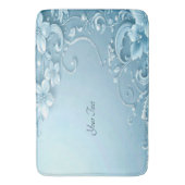 Blue Decorative Floral Bath Mat Badematte (Vorderseite Vertikal)