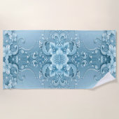 Blue Decorative Floral Beach Towel Strandtuch (Vorderseite)
