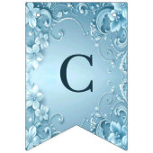 Blue Decorative Floral Bunting Flag Wimpelkette (Erste Fahne)