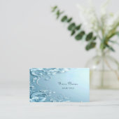 Blue Decorative Floral Business Card Visitenkarte (Stehend Vorderseite)