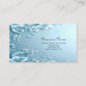 Blue Decorative Floral Business Card Visitenkarte (Rückseite)