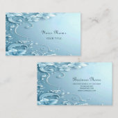 Blue Decorative Floral Business Card Visitenkarte (Vorne/Hinten)