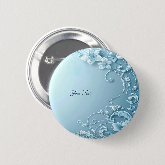 Blue Decorative Floral Button (Vorne & Hinten)