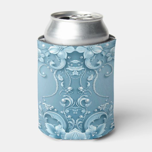 Blue Decorative Floral Can Cooler Dosenkühler (Kanne Vorderseite)