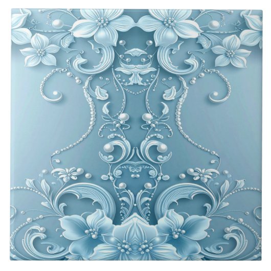 Blue Decorative Floral Ceramic Tile Fliese (Vorderseite)
