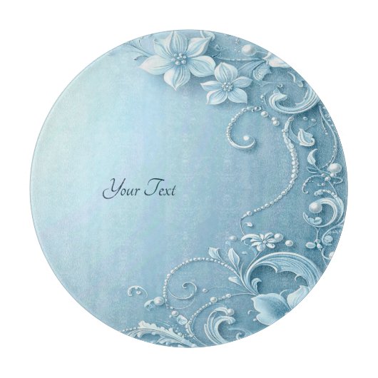 Blue Decorative Floral Cutting Board Schneidebrett (Vorderseite)