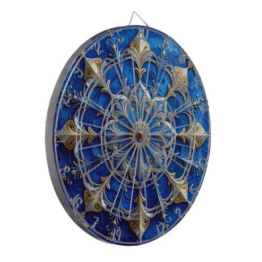 Blue Decorative Floral Dartboard Dartscheibe (Vorderseite Links)