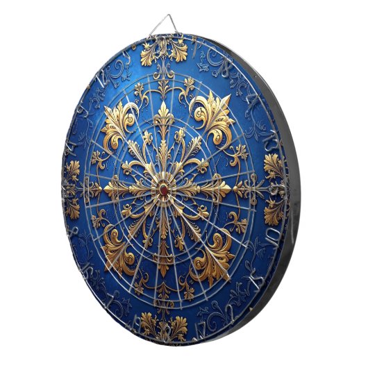 Blue Decorative Floral Dartboard Dartscheibe (Vorderseite rechts)