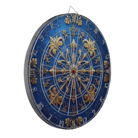 Blue Decorative Floral Dartboard Dartscheibe (Vorderseite Links)