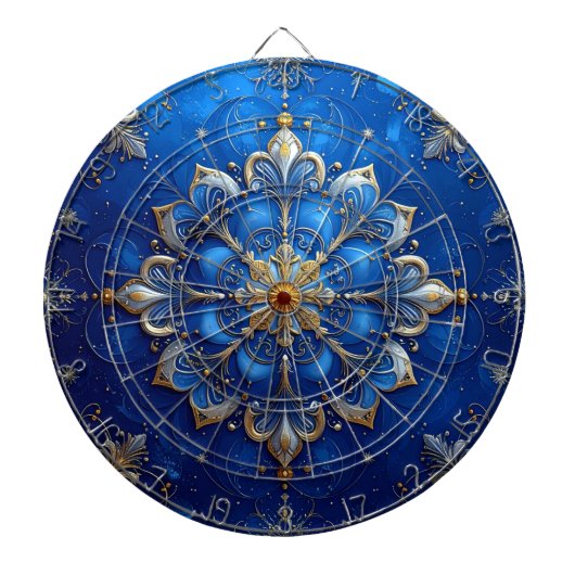 Blue Decorative Floral Dartboard Dartscheibe (vorne)