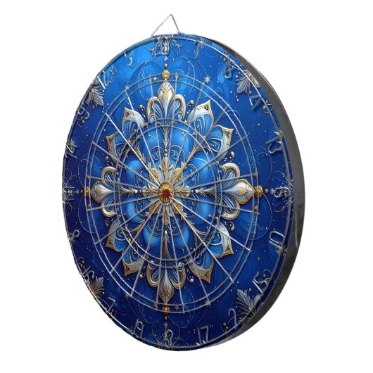 Blue Decorative Floral Dartboard Dartscheibe (Vorderseite rechts)
