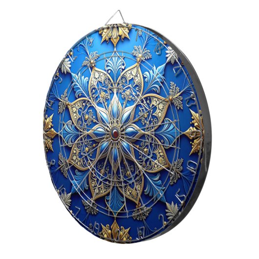 Blue Decorative Floral Dartboard Dartscheibe (Vorderseite rechts)