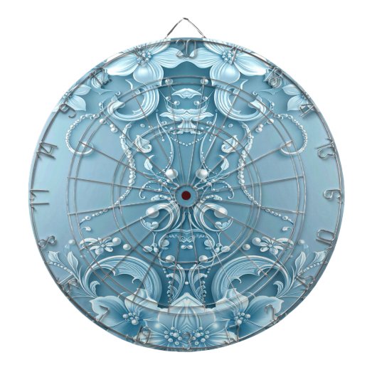 Blue Decorative Floral Dartboard Dartscheibe (vorne)