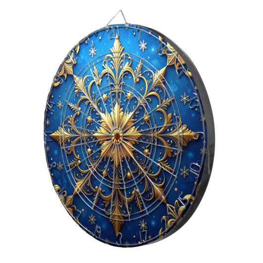 Blue Decorative Floral Dartboard Dartscheibe (Vorderseite rechts)
