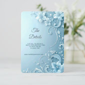 Blue Decorative Floral Detail Enclosure Begleitkarte (Stehend Vorderseite)