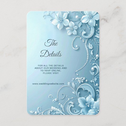 Blue Decorative Floral Detail Enclosure Begleitkarte (Vorderseite)