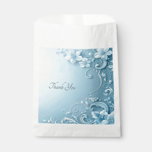 Blue Decorative Floral Favor Bag Geschenktütchen (Vorderseite)