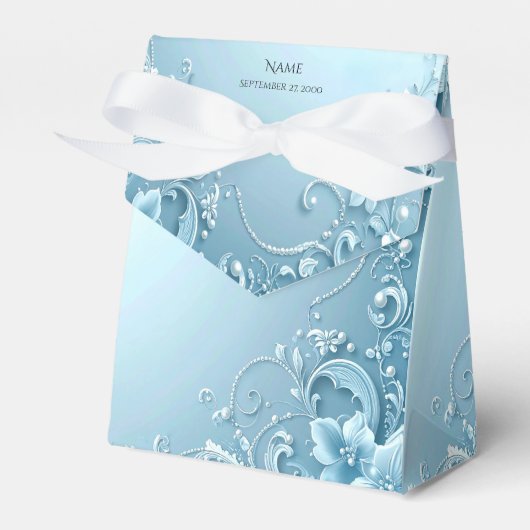 Blue Decorative Floral Favor Box Geschenkschachtel (Vorderseite)