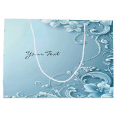 Blue Decorative Floral Gift Bag Große Geschenktüte (Rückseite)