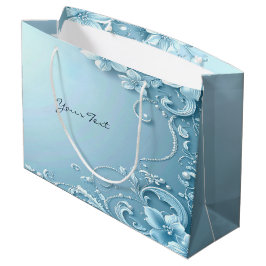 Blue Decorative Floral Gift Bag Große Geschenktüte