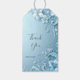 Blue Decorative Floral Gift Tag Geschenkanhänger