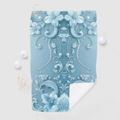 Blue Decorative Floral Golf Towel Golfhandtuch (Insitu)