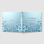 Blue Decorative Floral Guest Book Gästebuch (Voll)