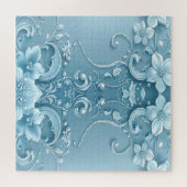 Blue Decorative Floral Jigsaw Puzzle (Horizontal)