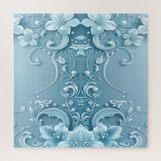 Blue Decorative Floral Jigsaw Puzzle (Vertikal)
