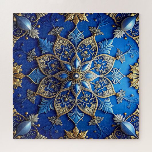 Blue Decorative Floral Jigsaw Puzzle (Horizontal)