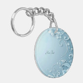 Blue Decorative Floral Keychain Schlüsselanhänger (Vorderseite links)