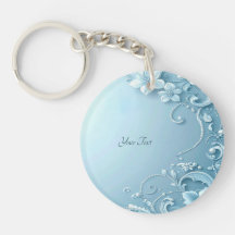 Blue Decorative Floral Keychain