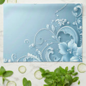 Blue Decorative Floral Kitchen Towel Geschirrtuch (Gefaltet)