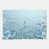 Blue Decorative Floral Kitchen Towel Geschirrtuch (Horizontal)