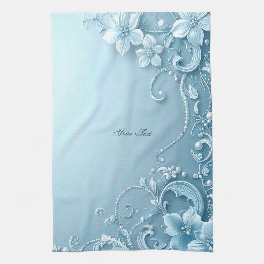 Blue Decorative Floral Kitchen Towel Geschirrtuch (Vertikal)