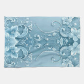 Blue Decorative Floral Kitchen Towel Geschirrtuch (Horizontal)