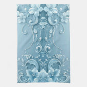 Blue Decorative Floral Kitchen Towel Geschirrtuch (Vertikal)