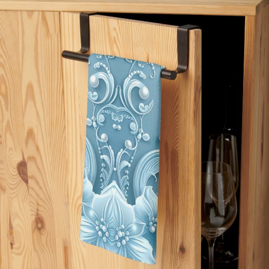Blue Decorative Floral Kitchen Towel Geschirrtuch (Drittel gefaltet)
