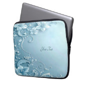 Blue Decorative Floral Laptop Sleeve (Vorderseite Links)